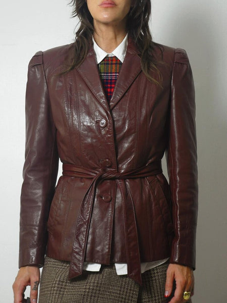 Brick Leather Blazer Jacket