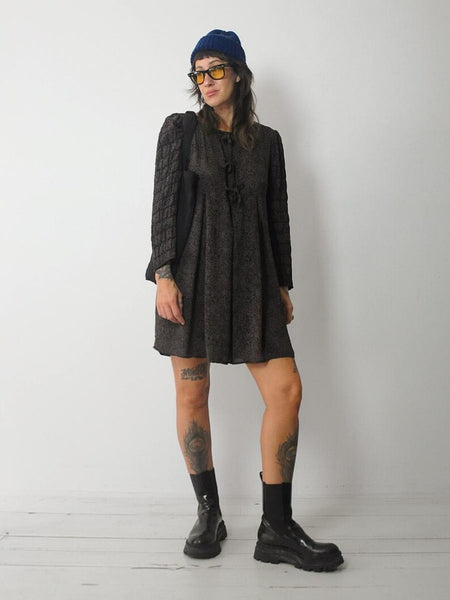 1990's Dark Floral Tie Dress
