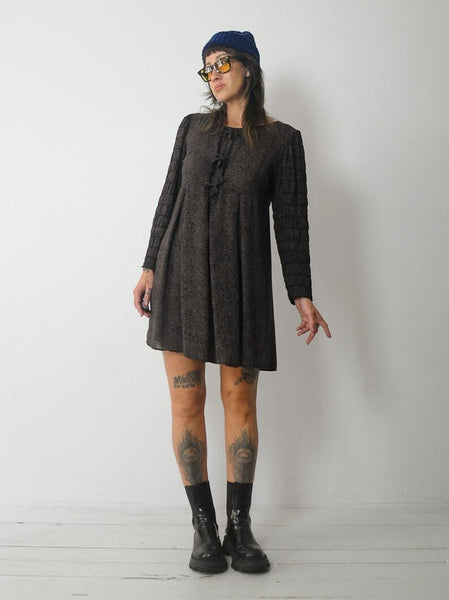 1990's Dark Floral Tie Dress