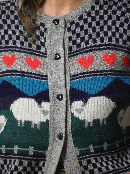 80's Sheep & Heart Cardigan