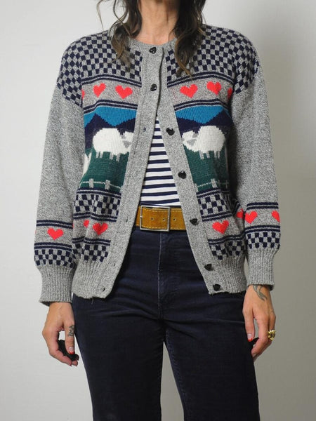 80's Sheep & Heart Cardigan
