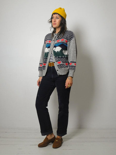 80's Sheep & Heart Cardigan