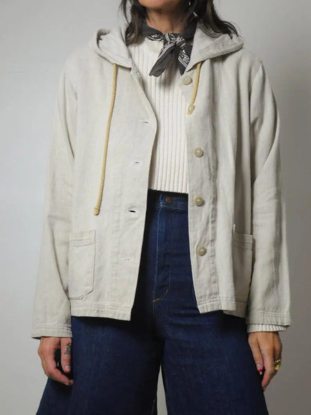 1980's Flax Canvas Hooded Jacket