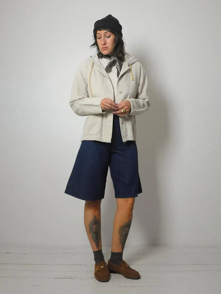 1980's Flax Canvas Hooded Jacket