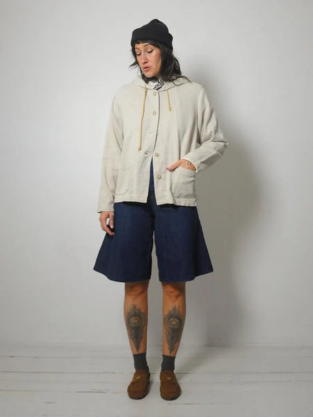 1980's Flax Canvas Hooded Jacket