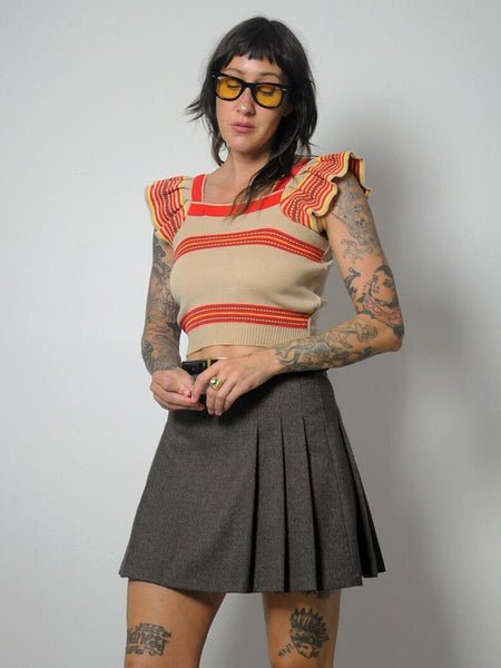 70's Ruffled Crop Sweater