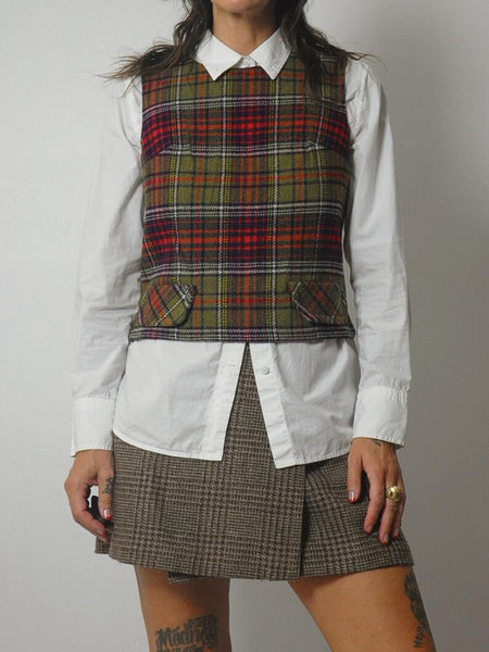 1960's Tartan Plaid Wool Vest
