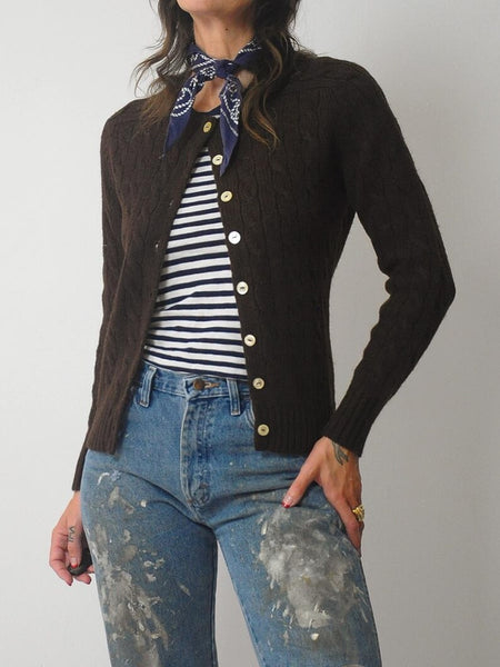 1960's Brown Cableknit Cardigan