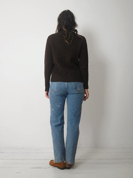 1960's Brown Cableknit Cardigan