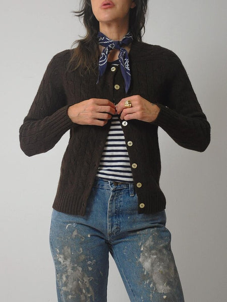 1960's Brown Cableknit Cardigan