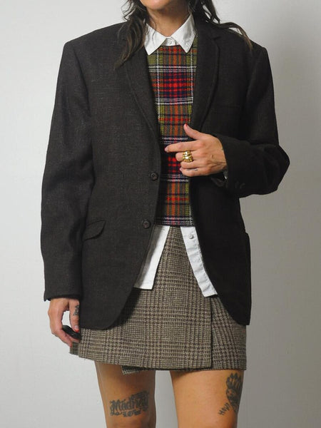 1970's Charcoal Wool Tweed Blazer
