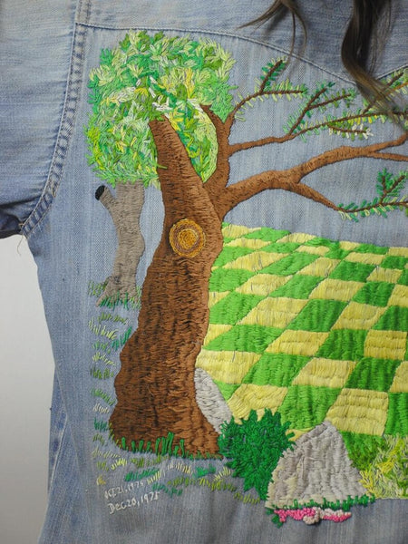 1970's Checker Embroidered Denim Shirt