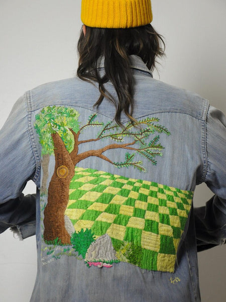 1970's Checker Embroidered Denim Shirt