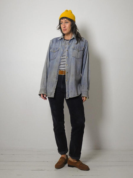 1970's Checker Embroidered Denim Shirt
