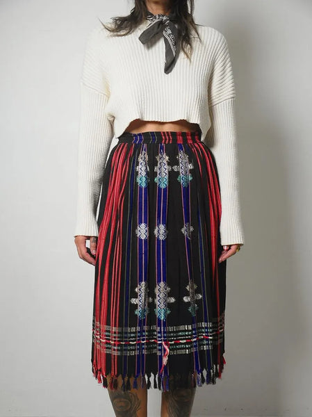 1970's Embroidered Fringe Skirt