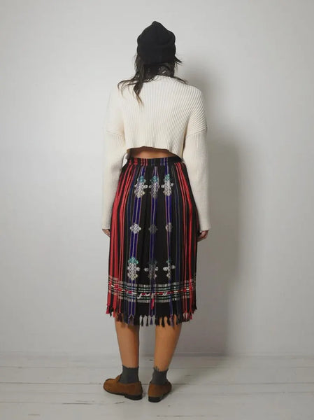 1970's Embroidered Fringe Skirt