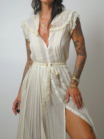 1970's  Gunne Sax Ivory Gauze Dress
