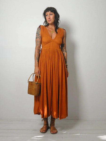 1970's Terracotta Drawstring Sundress
