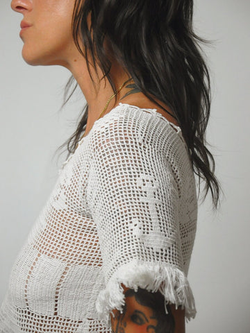 Rose Crochet Fringe Blouse