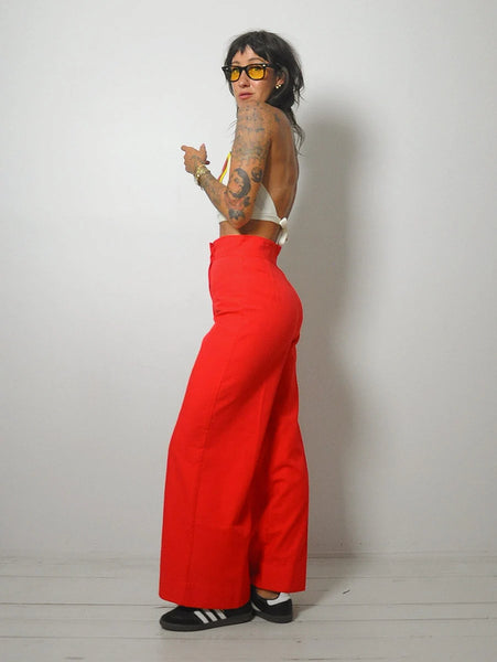 1970's Lipstick Red Flared Pants