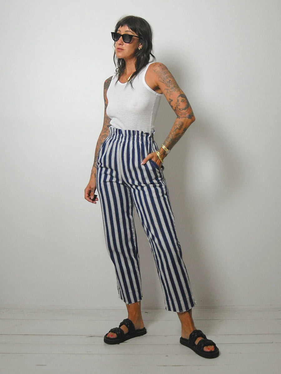 Striped Paperbag Waist Pants