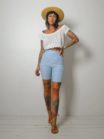 1950's Blue Side Zip Shorts
