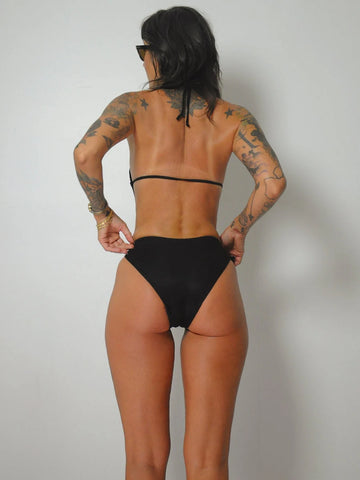 1970's Black Open back Swimsuit