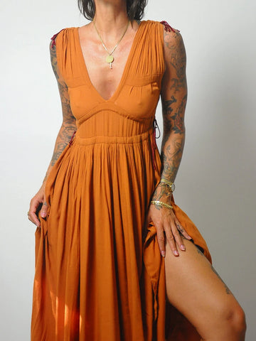 1970's Terracotta Drawstring Sundress