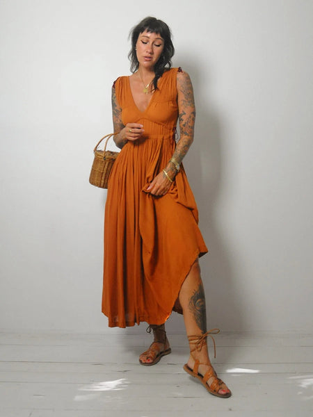 1970's Terracotta Drawstring Sundress