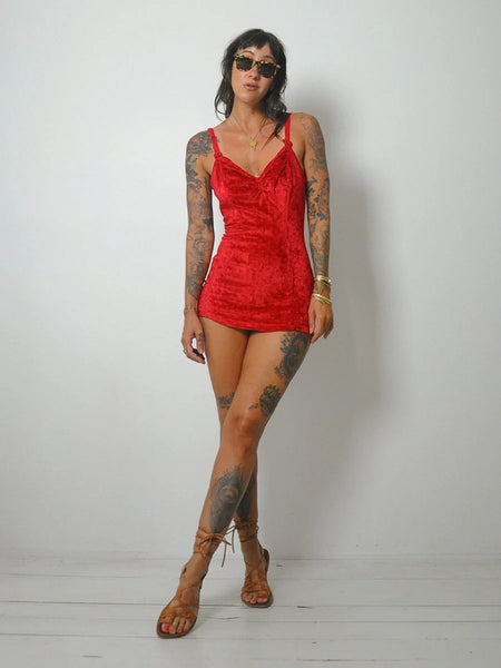 1940's Ruby Velvet Swimsuit