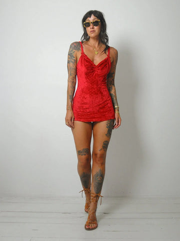 1940's Ruby Velvet Swimsuit