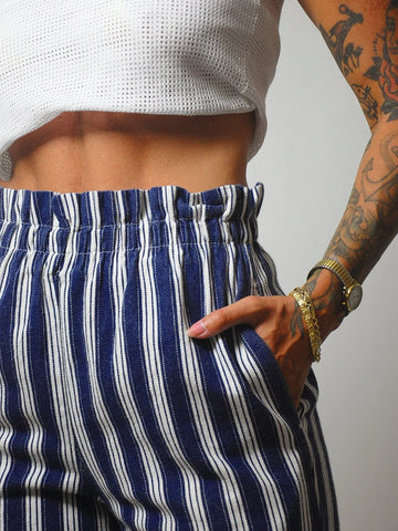 Striped Paperbag Waist Pants