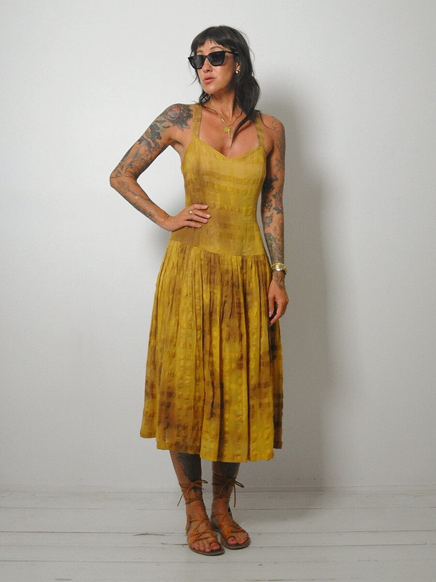 1980's Golden Tie Dye Sundress