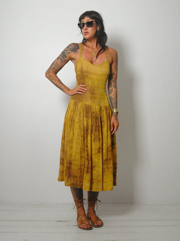 1980's Golden Tie Dye Sundress