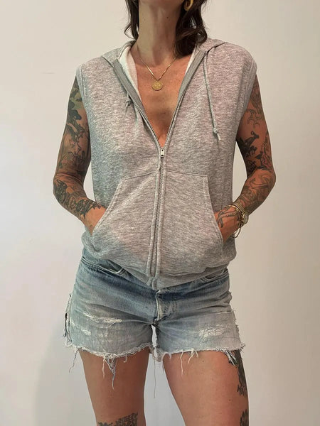 80's Heathered Cutoff Hoodie