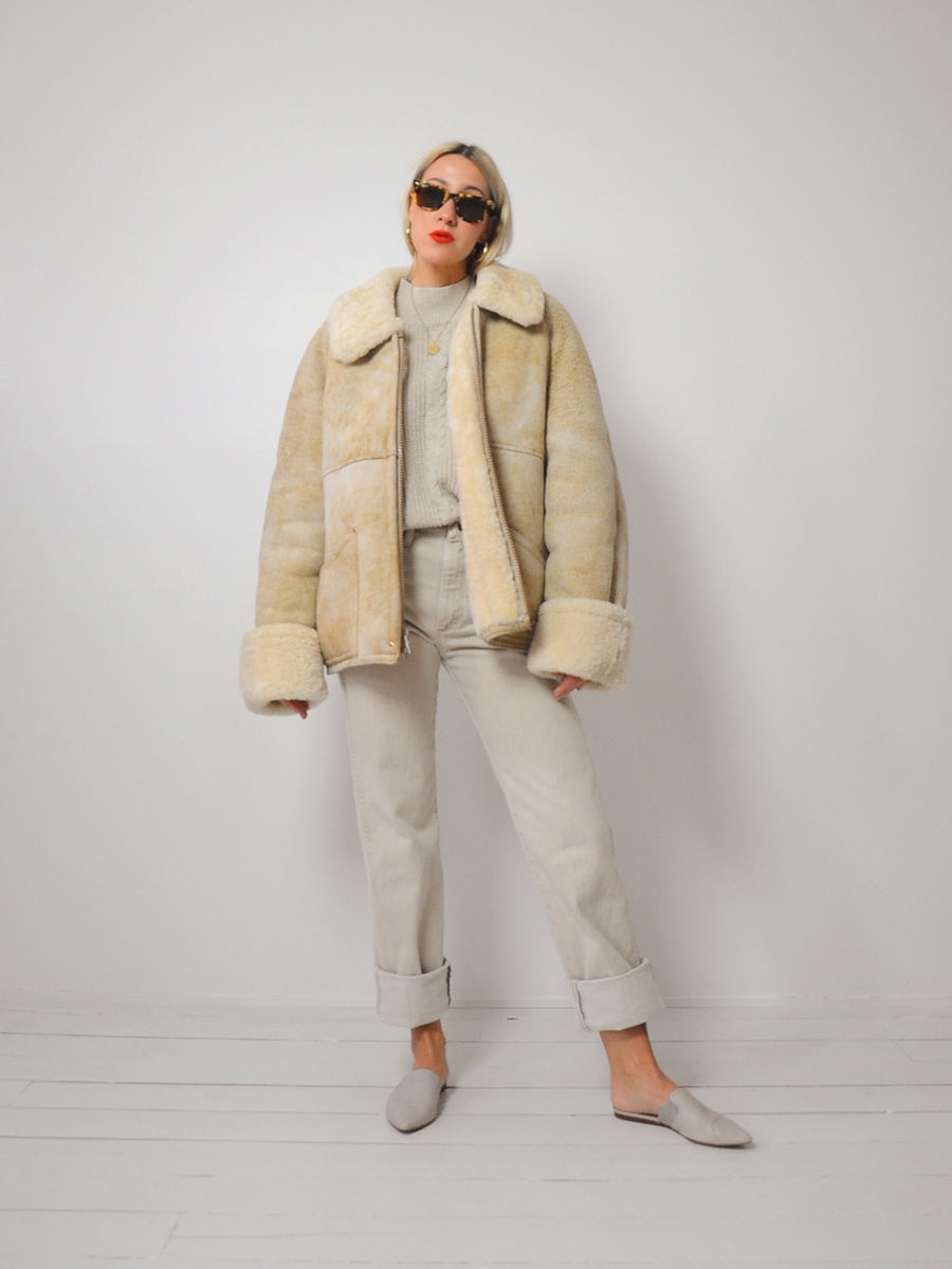 70's Oatmeal Shearling Coat