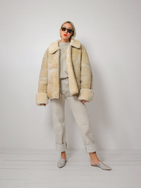 70's Oatmeal Shearling Coat