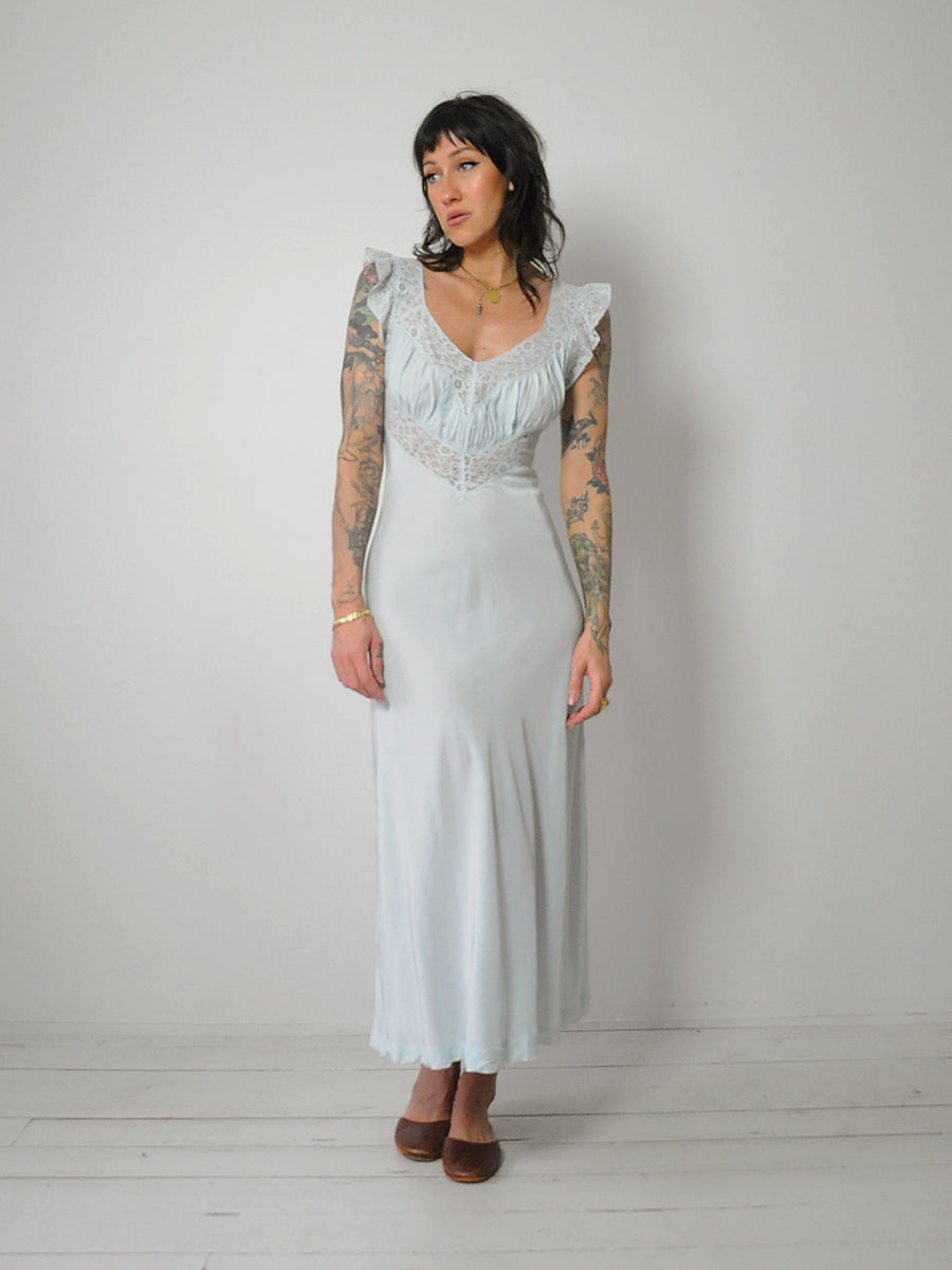 1950's Powder Blue Bias Slip Dress