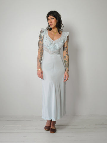 1950's Powder Blue Bias Slip Dress