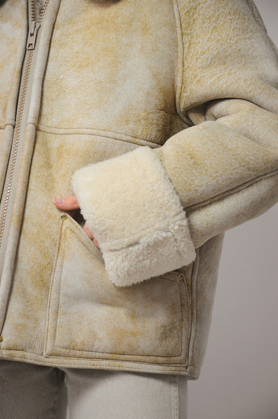 70's Oatmeal Shearling Coat