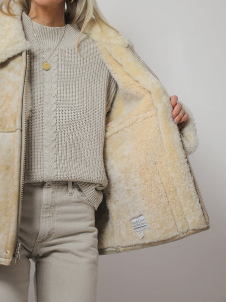 70's Oatmeal Shearling Coat