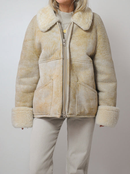 70's Oatmeal Shearling Coat