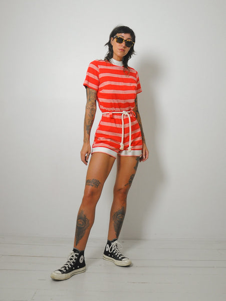 1970's Striped Cotton Romper