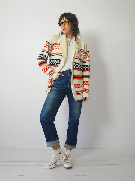 1980's Checkerboard Stripe Cardigan
