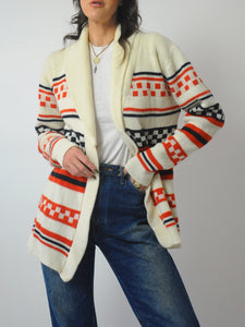 1980's Checkerboard Stripe Cardigan