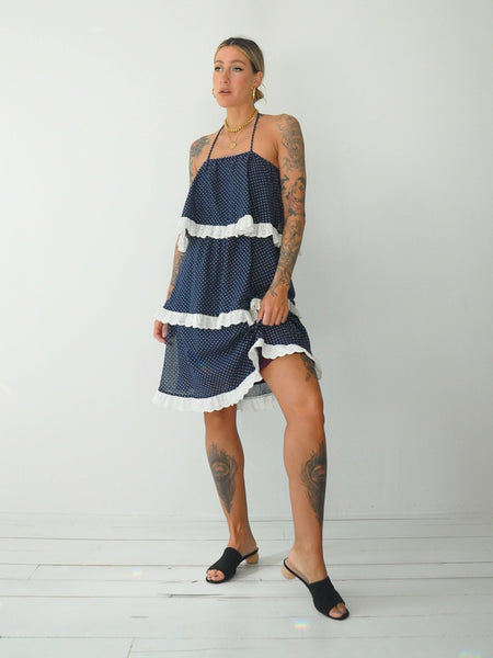70's Polka dot Ruffle Sundress