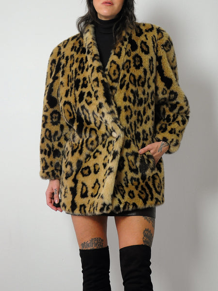 1980's Leopard Faux Fur Coat