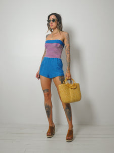 1970 s Striped Terry Cloth Romper NOIROHIO VINTAGE