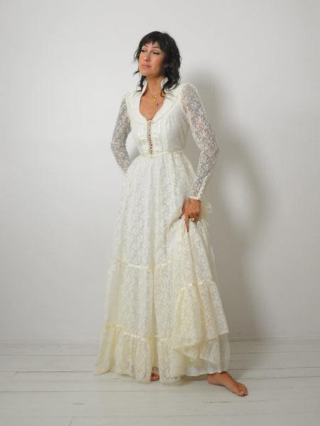 1970's Gunne Sax Lace Wedding Dress