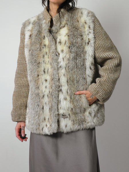 1970's Faux Leopard Knit Coat